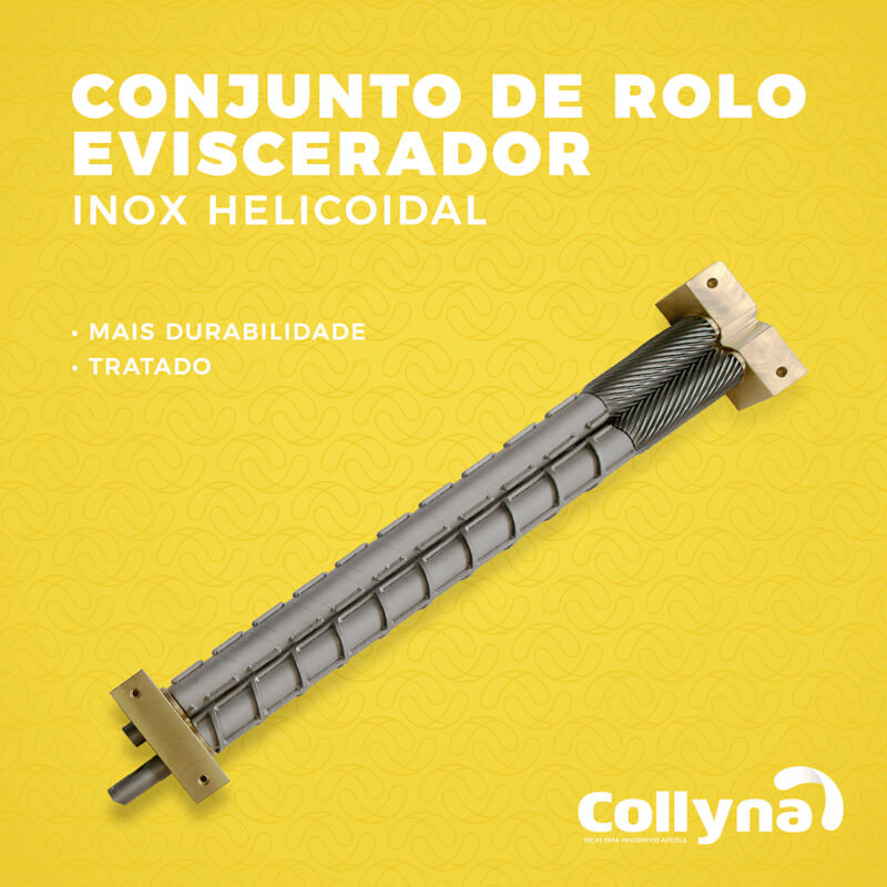 Conjunto de rolo eviscerador inox helicoidal